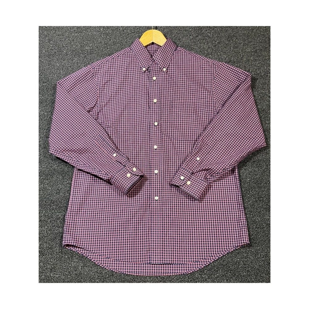 JOS A BANK Executive Collection Mens Button Down Shirt Gingham Plaid Long Slee M